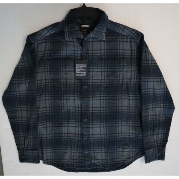 Bar & Shield x Harley-Davidson Men Sz L Tint Tattoo Blue Plaid Flannel L/S Shirt - Picture 7 of 10